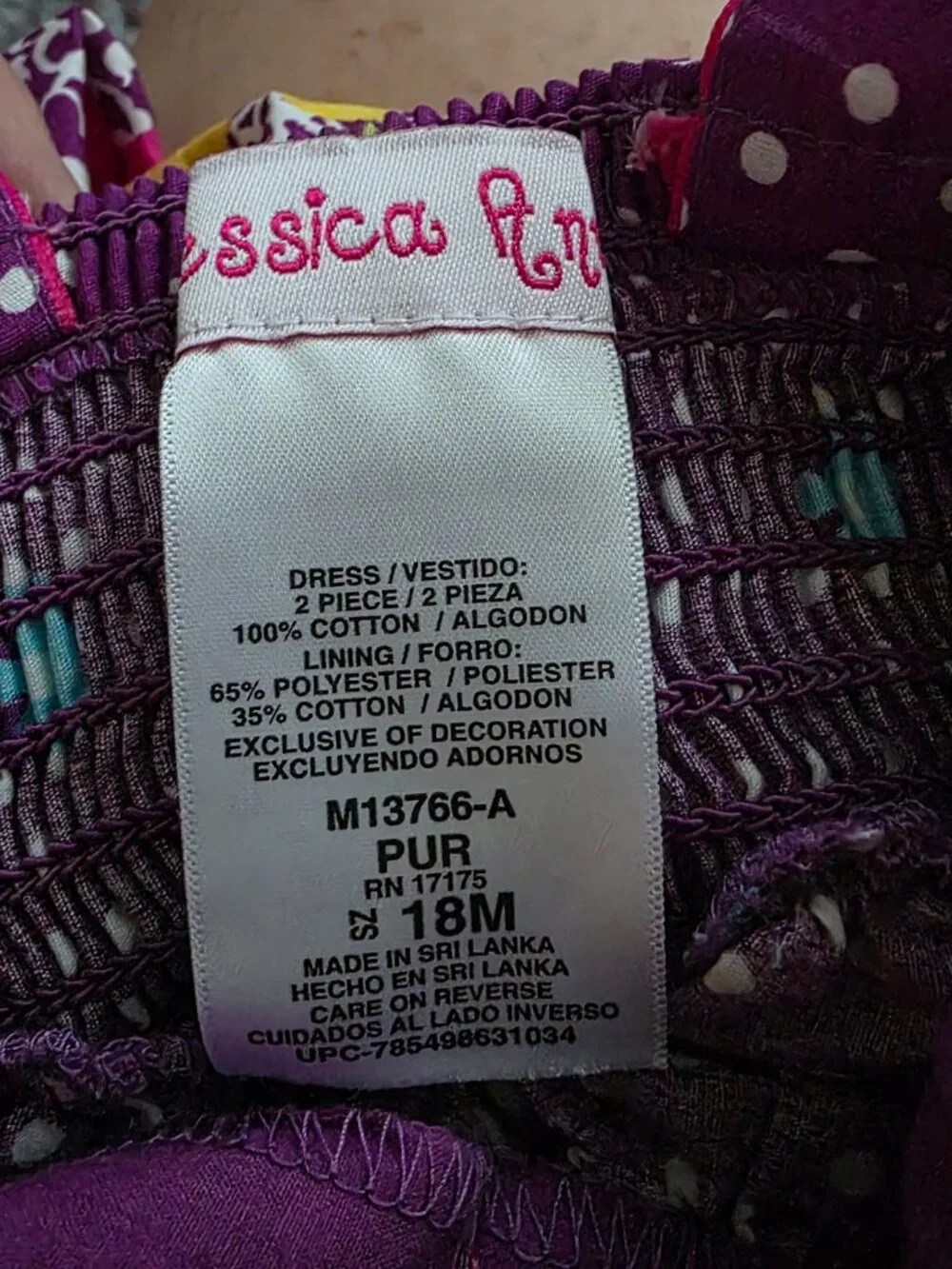 NWT JESSICA ANN (18MO) Purple baby dress Matching Diaper cover set